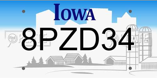 8PZD34 Iowa License Plate