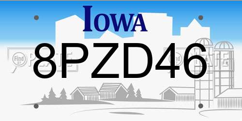 8PZD46 Iowa License Plate