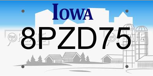 8PZD75 Iowa License Plate