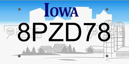 8PZD78 Iowa License Plate