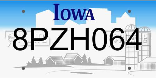 8PZH064 Iowa License Plate