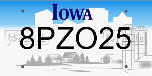 8PZO25 Iowa License Plate