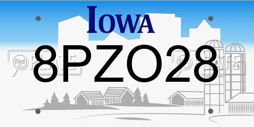 8PZO28 Iowa License Plate