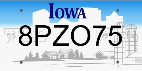 8PZO75 Iowa License Plate