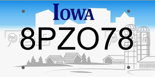 8PZO78 Iowa License Plate