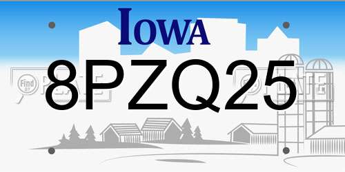 8PZQ25 Iowa License Plate