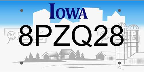 8PZQ28 Iowa License Plate