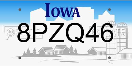 8PZQ46 Iowa License Plate