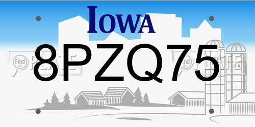 8PZQ75 Iowa License Plate