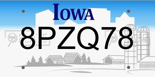 8PZQ78 Iowa License Plate