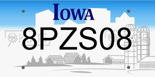 8PZS08 Iowa License Plate