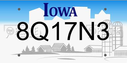 8Q17N3 Iowa License Plate
