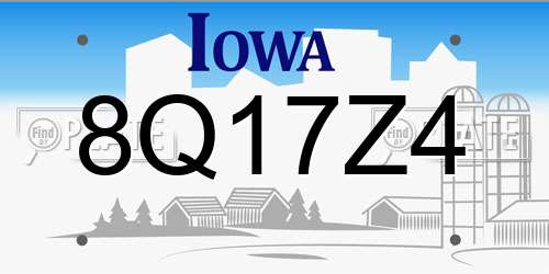 8Q17Z4 Iowa License Plate