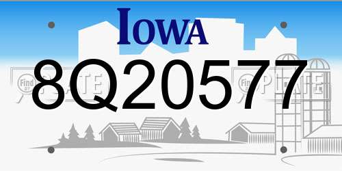 8Q20577 Iowa License Plate