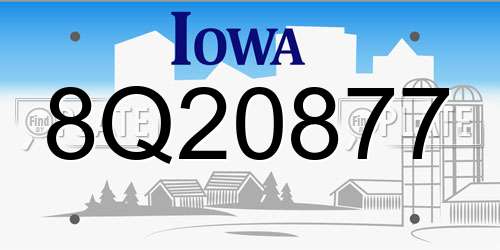 8Q20877 Iowa License Plate