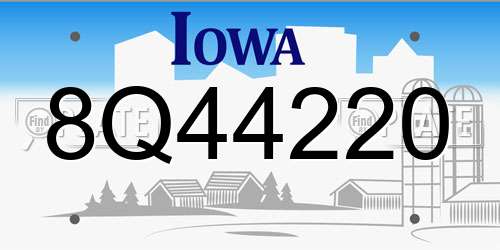 8Q44220 Iowa License Plate