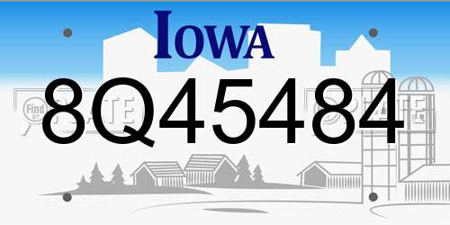 8Q45484 Iowa License Plate