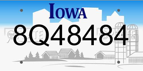 8Q48484 Iowa License Plate