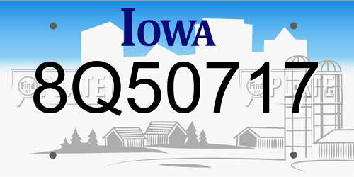 8Q50717 Iowa License Plate