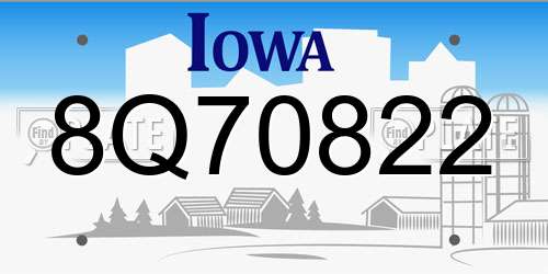 8Q70822 Iowa License Plate