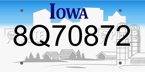 8Q70872 Iowa License Plate
