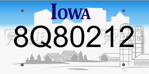 8Q80212 Iowa License Plate