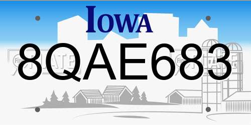 8QAE683 Iowa License Plate
