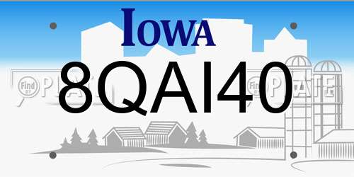 8QAI40 Iowa License Plate