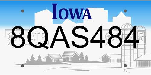8QAS484 Iowa License Plate