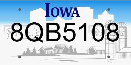 8QB5108 Iowa License Plate