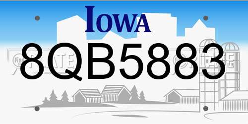 8QB5883 Iowa License Plate