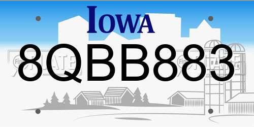 8QBB883 Iowa License Plate