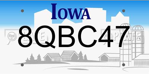 8QBC47 Iowa License Plate
