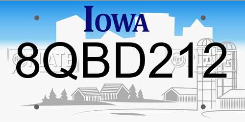 8QBD212 Iowa License Plate