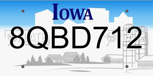8QBD712 Iowa License Plate