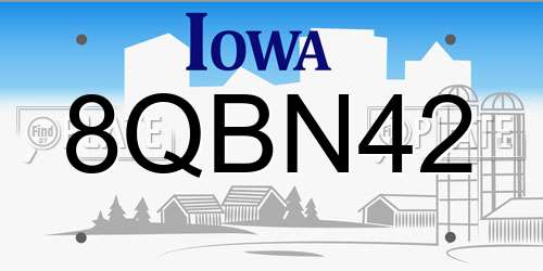 8QBN42 Iowa License Plate