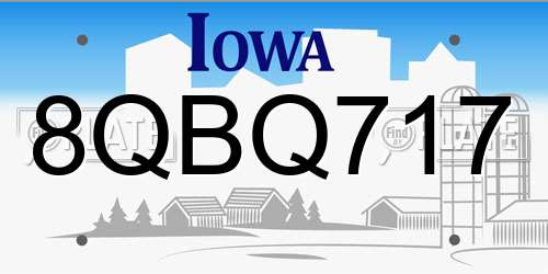 8QBQ717 Iowa License Plate