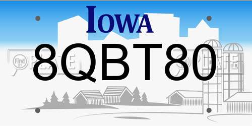 8QBT80 Iowa License Plate