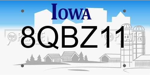 8QBZ11 Iowa License Plate