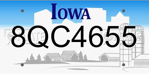 8QC4655 Iowa License Plate