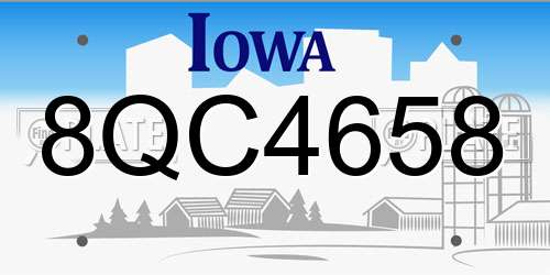8QC4658 Iowa License Plate