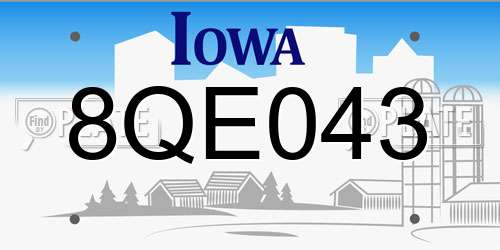 8QE043 Iowa License Plate