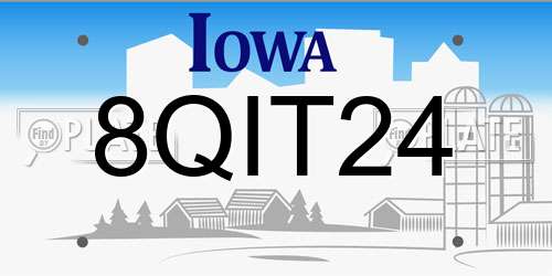 8QIT24 Iowa License Plate
