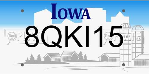8QKI15 Iowa License Plate