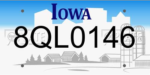 8QL0146 Iowa License Plate