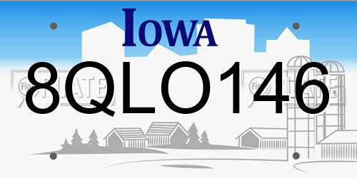 8QLO146 Iowa License Plate