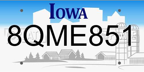 8QME851 Iowa License Plate