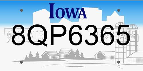 8QP6365 Iowa License Plate