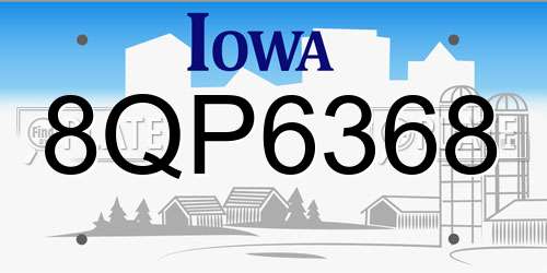 8QP6368 Iowa License Plate