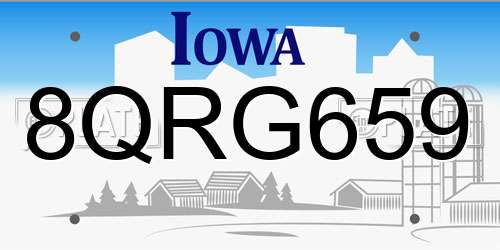 8QRG659 Iowa License Plate